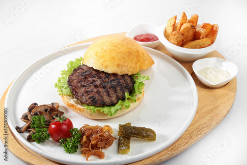 grilled hamburger dish plate service