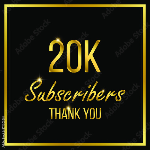 Twenty thousand or 20000 followers or subscribers achievement symbol design, vector illustration.