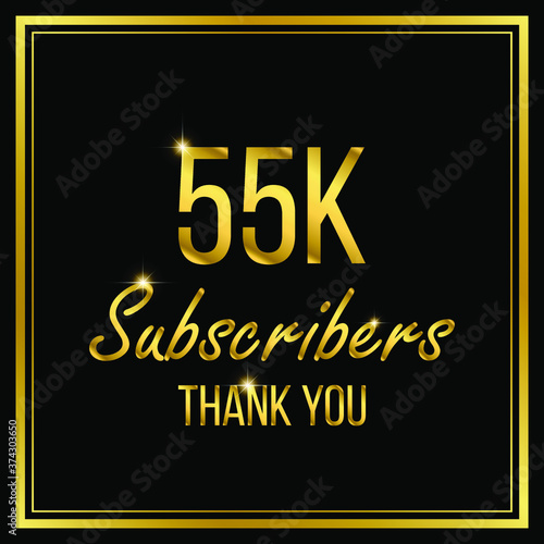 Fifty five thousand or 55000 followers or subscribers achievement symbol design, vector illustration.