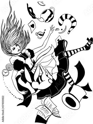 Alice in Wonderland vector illustration