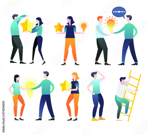 Flat illustration. Group of people. Teamwork. Men and women. Illustrations for business. Illustrations for infographics.