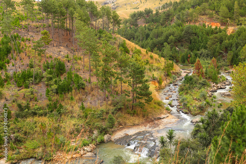 Stormy river running among the mountains in Madagascar