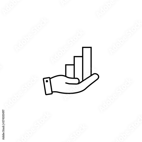 growing graph on the hand icon vector design