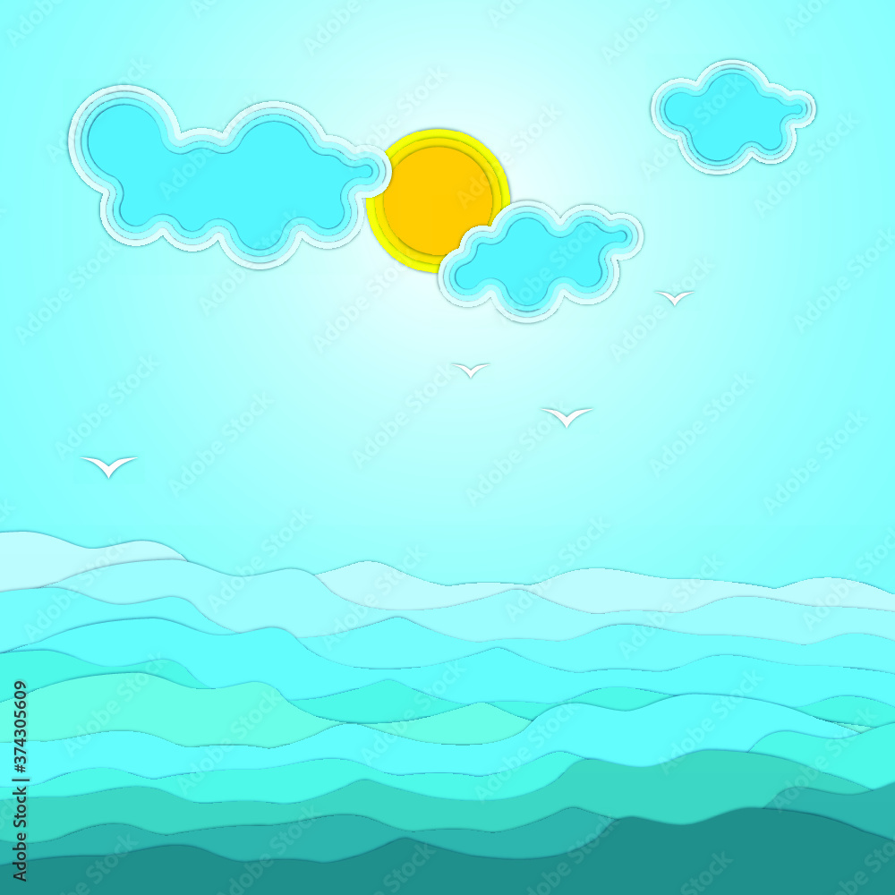 Vector illustration of a paper sea background Vector illustration of a paper sea background