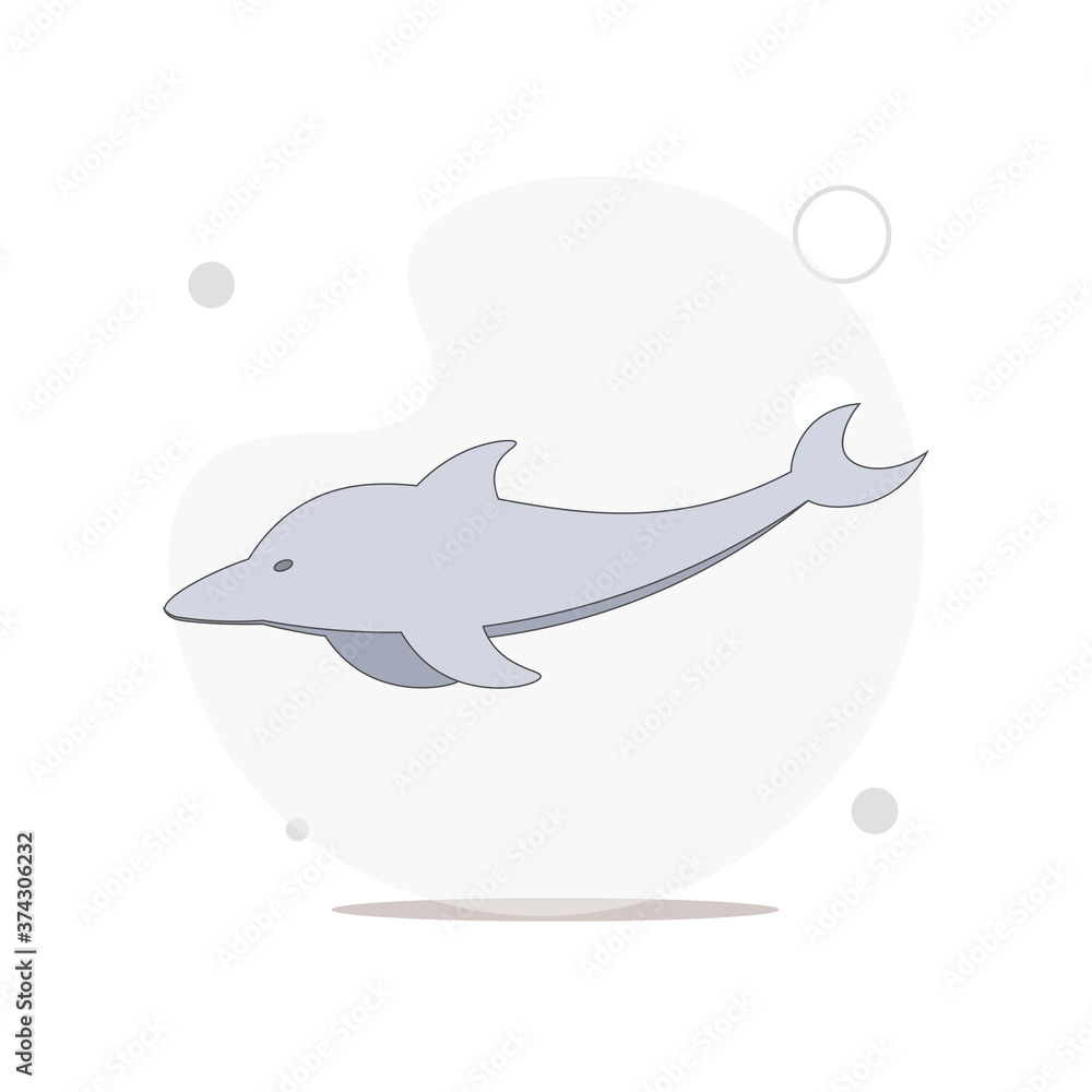 Fototapeta premium Dolphin isolated vector flat illustration on white