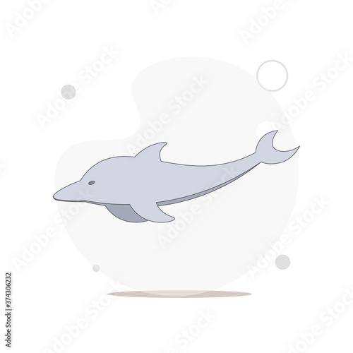 Dolphin isolated vector flat illustration on white