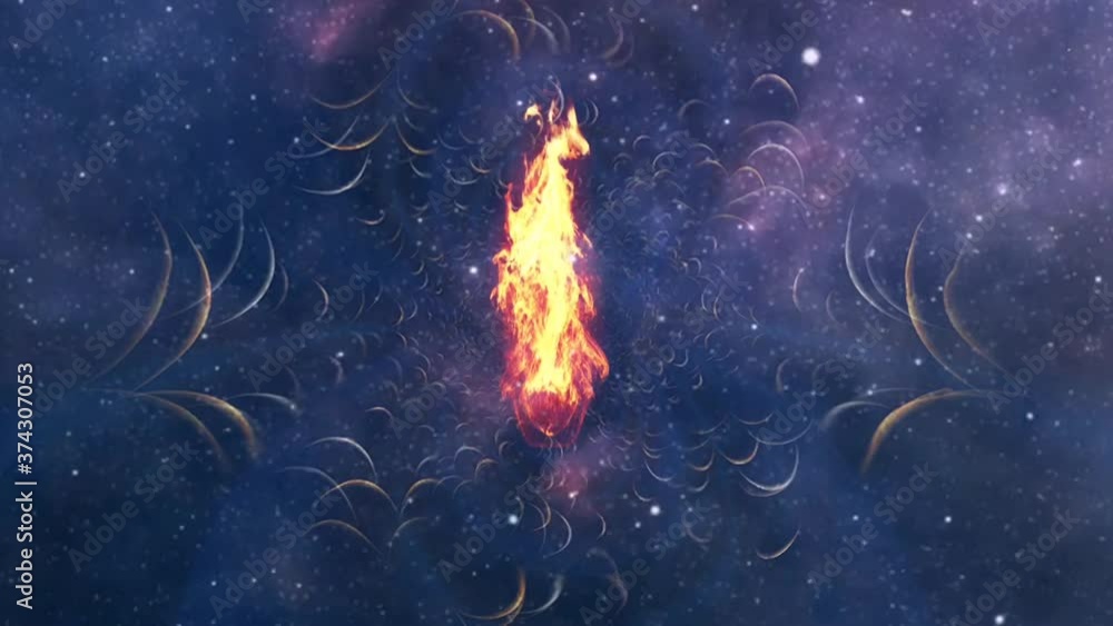 Space Flames. Burning fire in the center of the universe Space Flames. Burning fire in the center of the universe