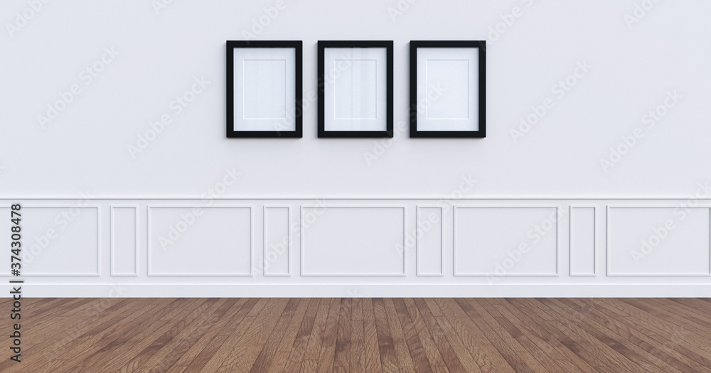 3 picture frames on white wall 3 picture frames on white wall