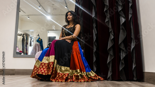 Indian Female Model in traditional Chaniya choli. Navratri is an Indian Festival and Chaniya choli its traditional costume photo