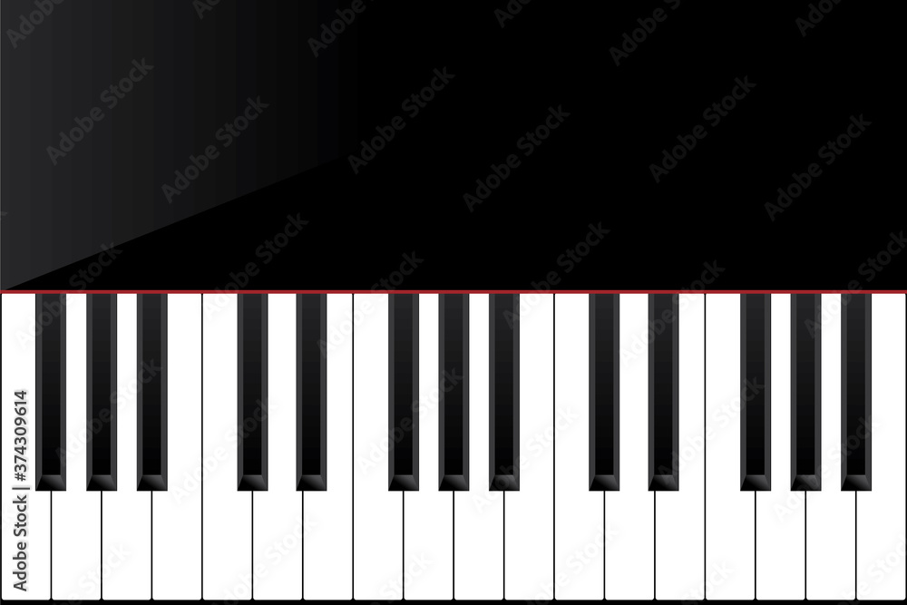 Obraz premium 黒いピアノ鍵盤のイメージ black piano music concept image illustration