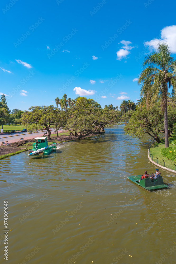 Obraz premium Cityscape of modern and old Buenos Aires with business and living in Palermo district, beautiful nature, parks and traditional cultural architecture at sunny day and blue sky, Argentina, summer