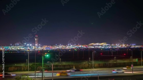 Traffic in the Dubai International Airport, time lapse photo