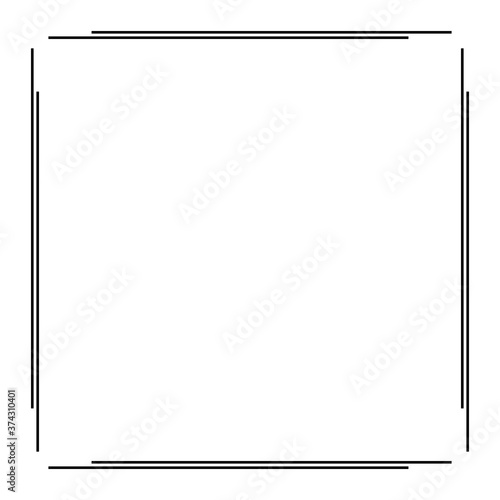 Black Geometric Frame Isolated on White - Geometrical Art Deco Style Template for Invitation Cards, Flyers - Line-Art Vector Design