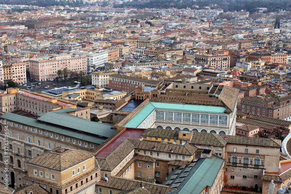 panoramic view of the city of Rome from above the dome of the Church of San Pietro in Vaticano panoramic view of the city of Rome from above the dome of the Church of San Pietro in Vaticano