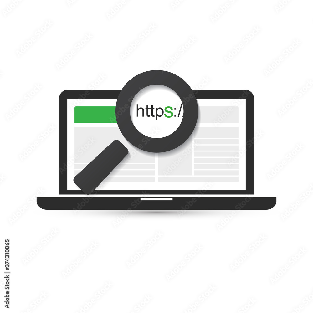 HTTPS Protocol - Safe and Secure Browsing on Mobile Computer - Vector Concept HTTPS Protocol - Safe and Secure Browsing on Mobile Computer - Vector Concept