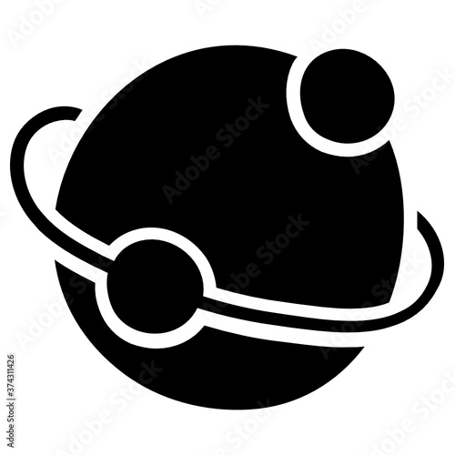
Doodle icon of planetary system, planets revolving around sun

