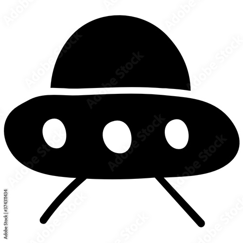 
Doodle solid design of space capsule, ufo icon
