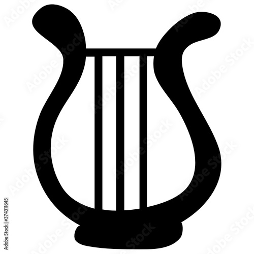 
Greek musical instrument, icon of harp vector design 

