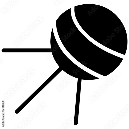 
Icon of sputnik in solid design, earth artificial satellite  
