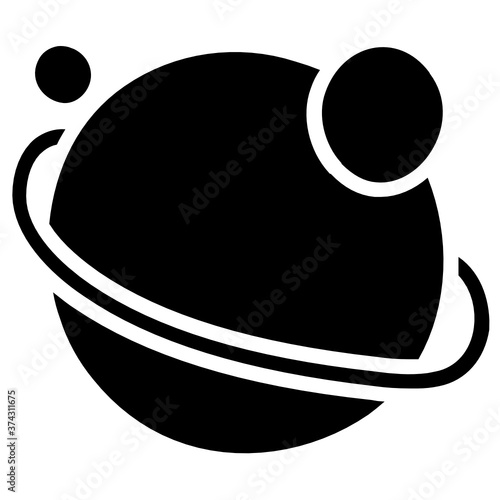 
Second largest planet of the solar system, saturn in doodle icon
