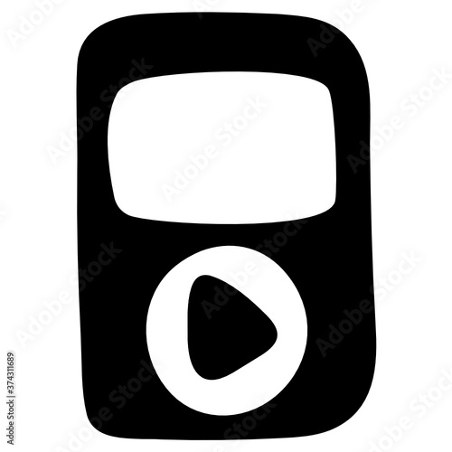 
A portable music device, mp3 music play in solid icon
