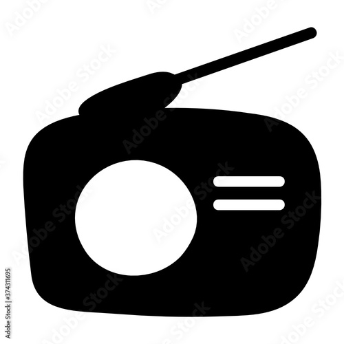 
Vintage radio receiver with antenna, solid vector 
