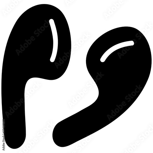 
An earplug audio listening device, handsfree icon
