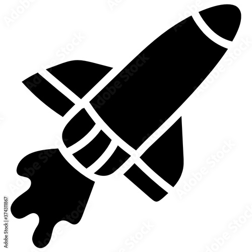 
Missile, rocket launcher icon in doodle design.
