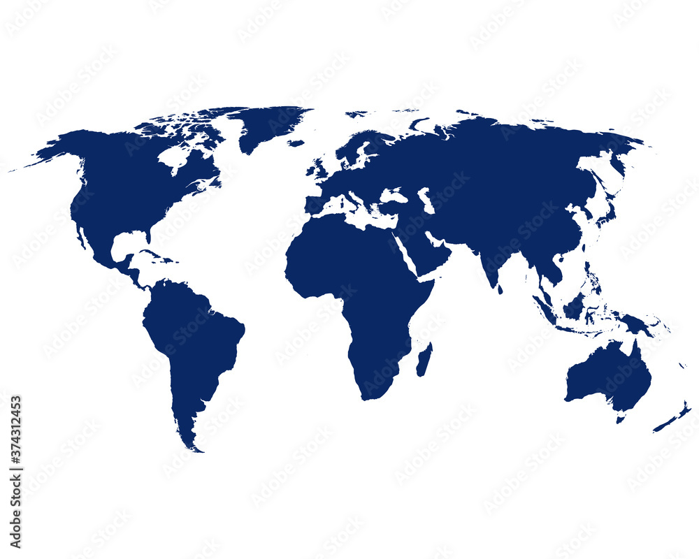 Karte der Welt in blauer Farbe
