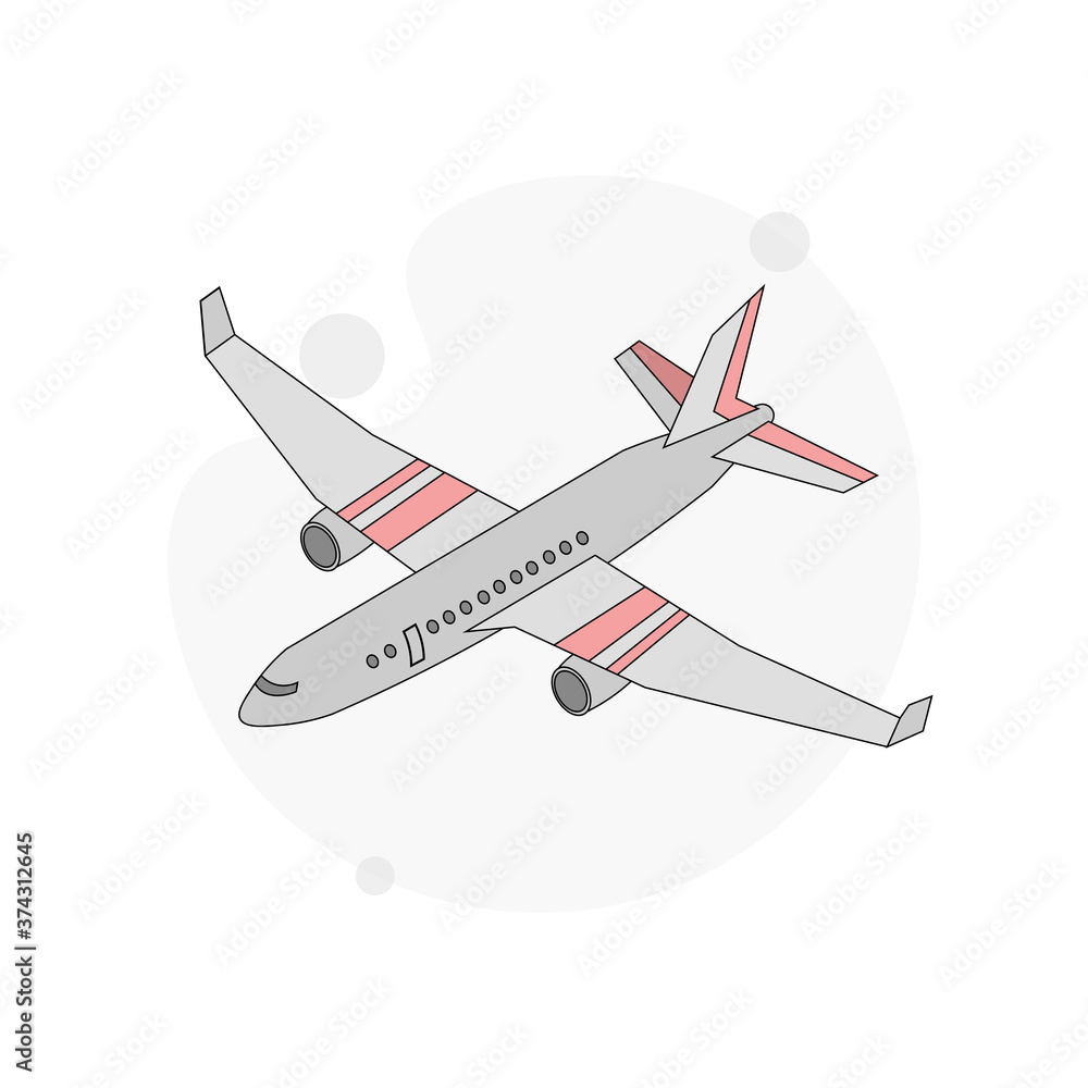 plane isolated vector flat illustration on white plane isolated vector flat illustration on white