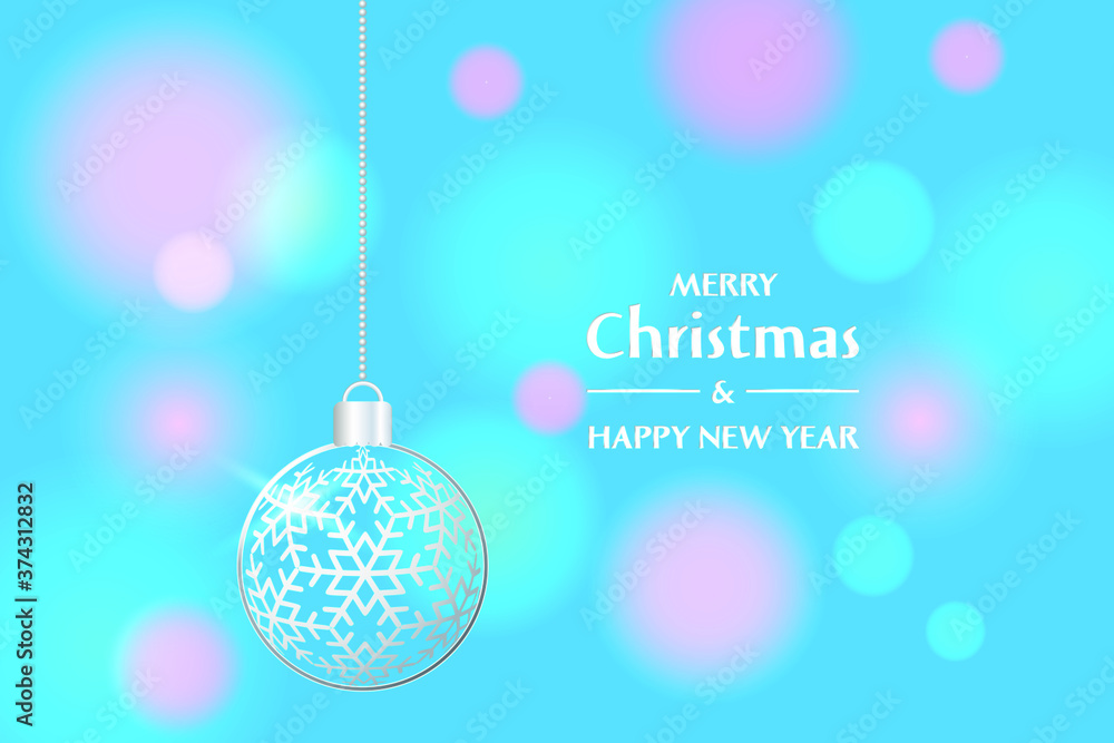 Christmas and New Year greeting card. Lace silver Christmas ball on the blue background. Vector EPS10 Christmas and New Year greeting card. Lace silver Christmas ball on the blue background. Vector EPS10