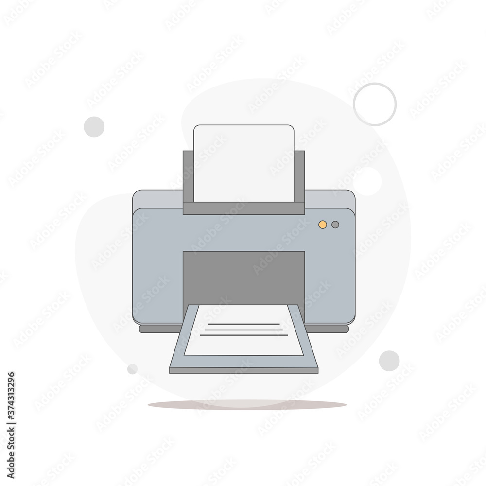 printer vector flat illustration on white printer vector flat illustration on white
