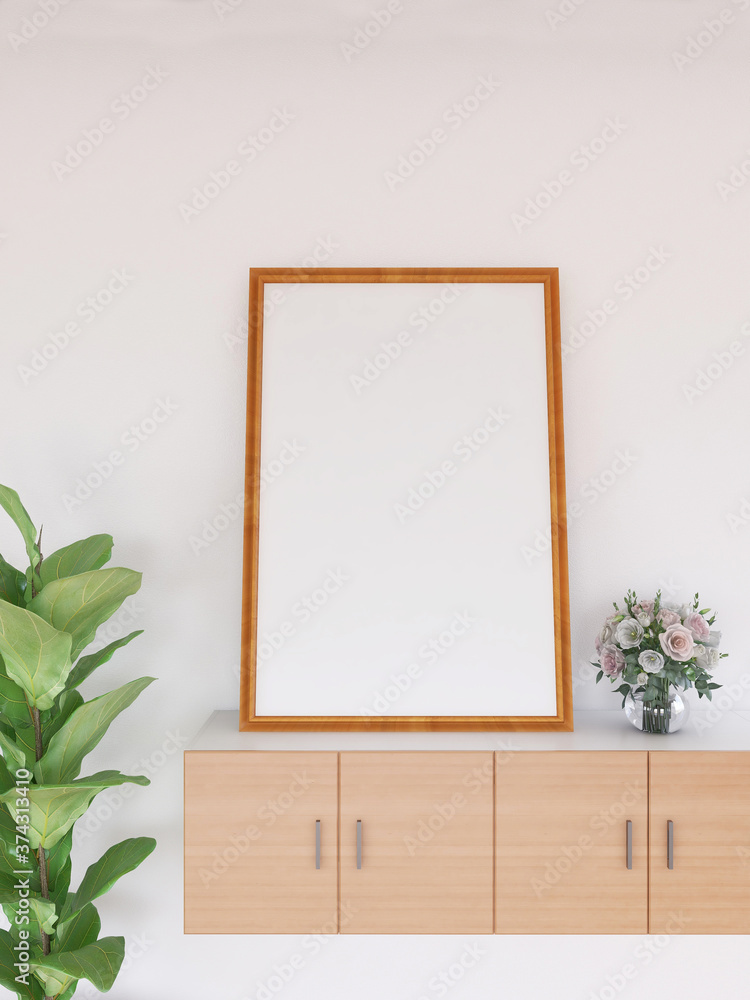 Interior Living Room Frame Photo Mockup. 3D Rendering, 3D illustration. Interior Living Room Frame Photo Mockup. 3D Rendering, 3D illustration.