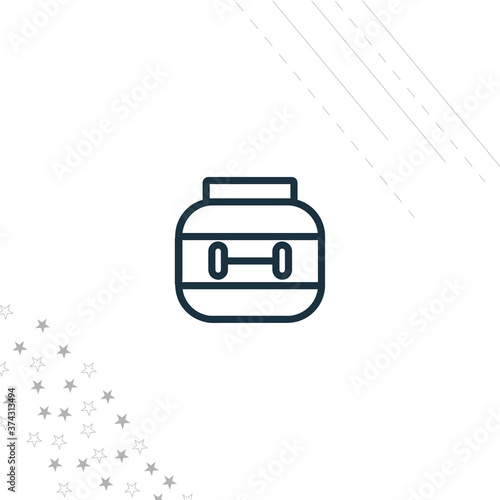Protein powder jar. Bodybuilding food isolated line icon for web and mobile