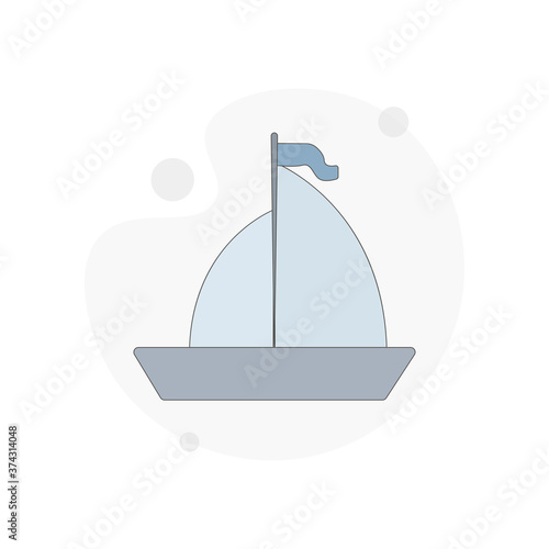 sailing yacht isolated vector flat illustration on white