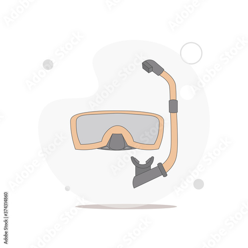 diving scuba mask isolated vector flat illustration on white