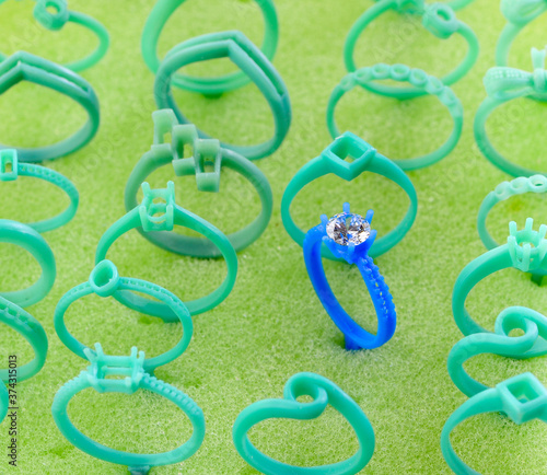 Molds for making rings, green molds from wax for the jewelry industry.