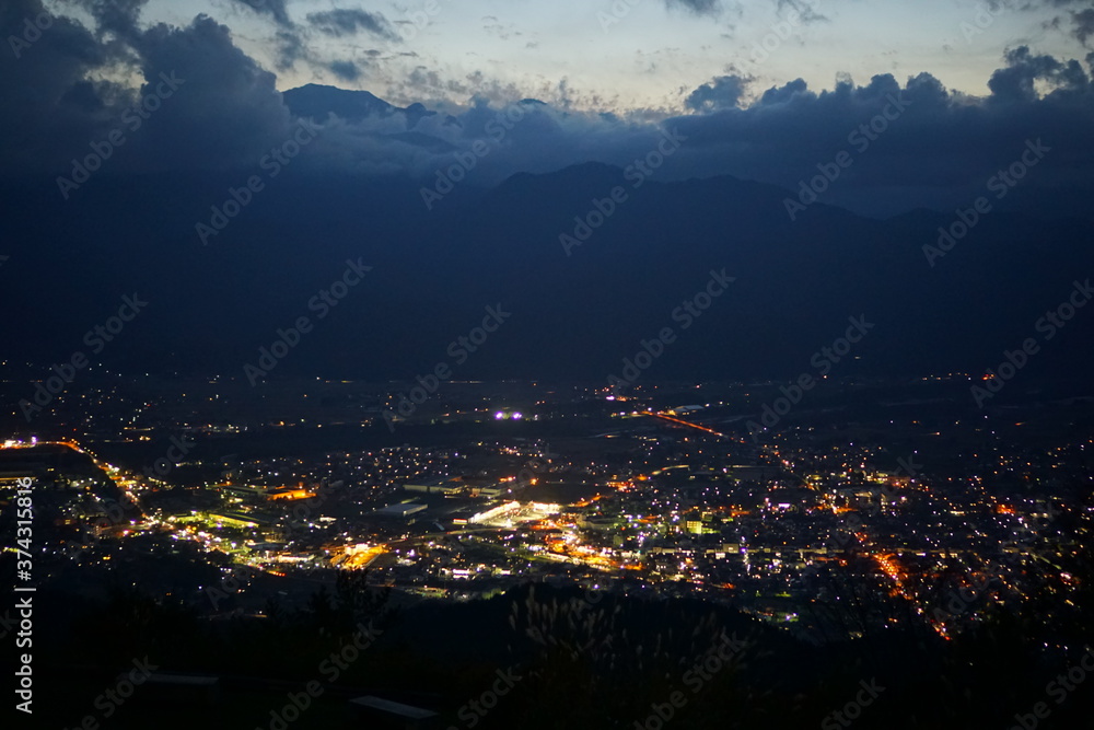 A night landscape from the mountain in Nagano, Japan.