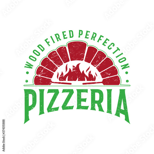 Creative Vintage Retro Firewood Oven and Wood Fired Concept Italian Pizza Pizzeria Logo Design Inspiration Template	