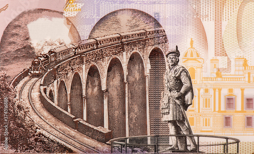 Glenfinnan Viaduct. The new polymer Portrait from Scotland 10 Pounds 2016 Banknotes. photo