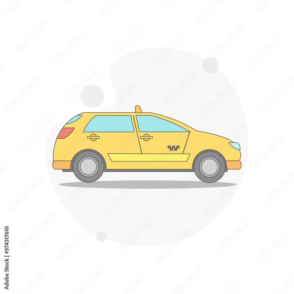 taxi car isolated vector flat illustration on white