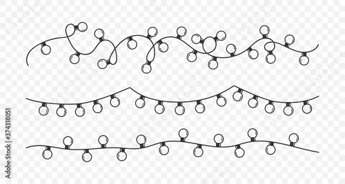 Christmas lights bulbs. Garlands. Christmas illustration. Vector illustration