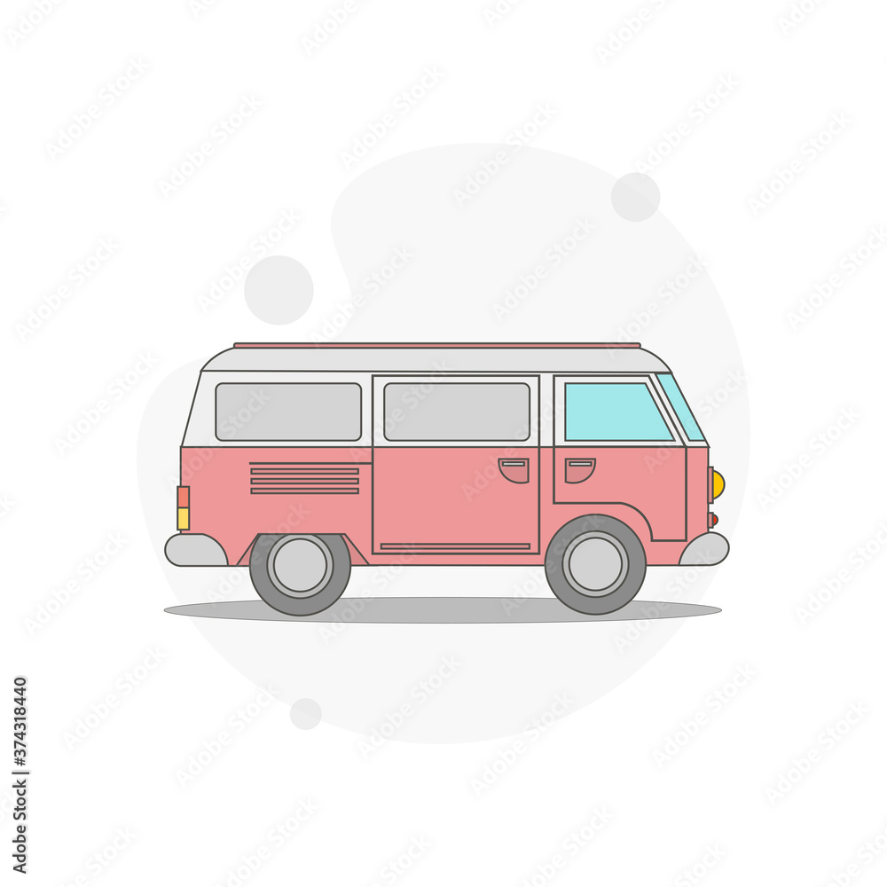 mini van isolated vector flat illustration on white