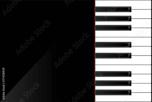 黒いピアノ鍵盤のイメージ black piano music concept image illustration