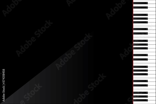 黒いピアノ鍵盤のイメージ black piano music concept image illustration
