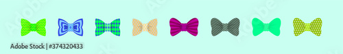 set of bow tie cartoon icon design template with various model. vector illustration