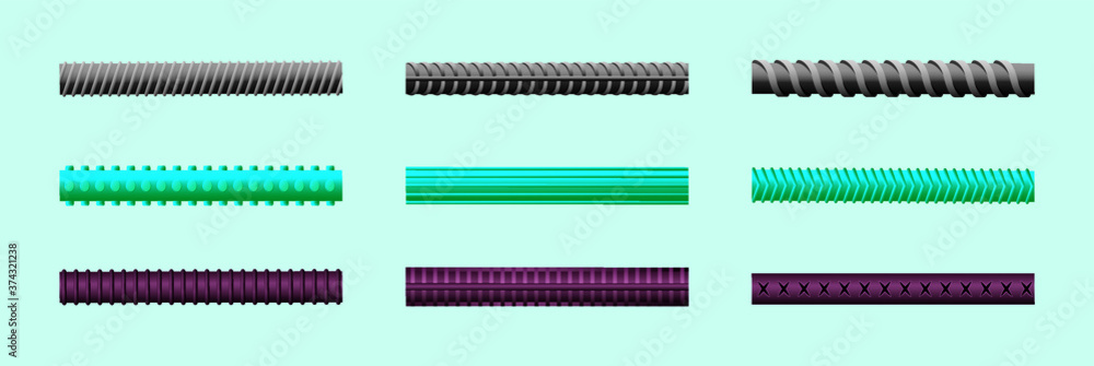 Obraz premium Endless rebars. Reinforcement steel and composite for building. Vector illustration on blue background