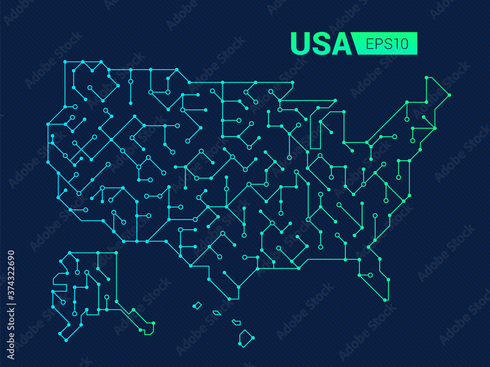 Abstract Futuristic Map Of Usa Electric Circuit Of The Country 1000 F 374322690 FnKwSuPGP9PQmFVTNXiHoZYYh14G1Yy6 