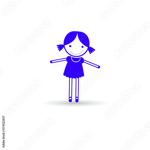Girl baby doll vector isolate on white background