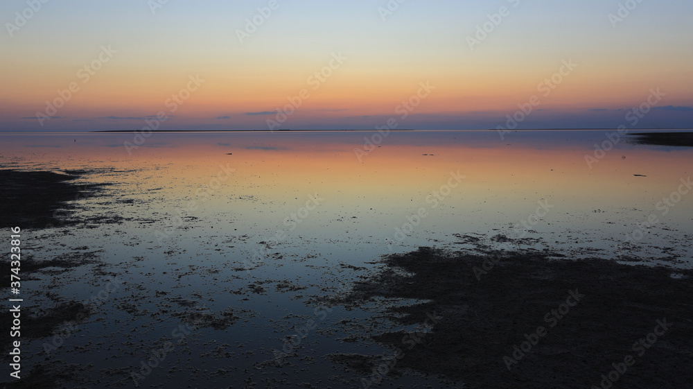 quiet landscape after sunset on sea